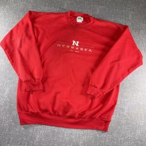 Nebraska Cornhuskers Sweatshirt Mens Large Red NCAA Football Briar Creek Fleece